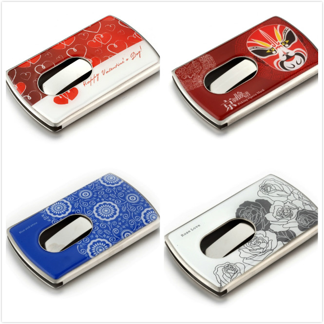 Hand Push Type Business Card Holder, Soft Enamel Business Card Holder