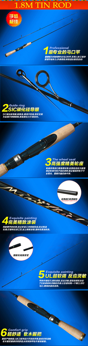 High Carbon 1.83m UL Action Tin Rod Lure Rod