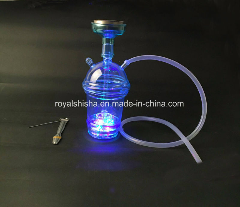 New Design Portable Cup Shape Acrylic Hookah Small Shisha with LED