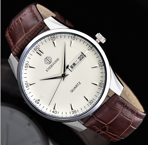 Quartz Movement Leather Strap Men Sport Watch