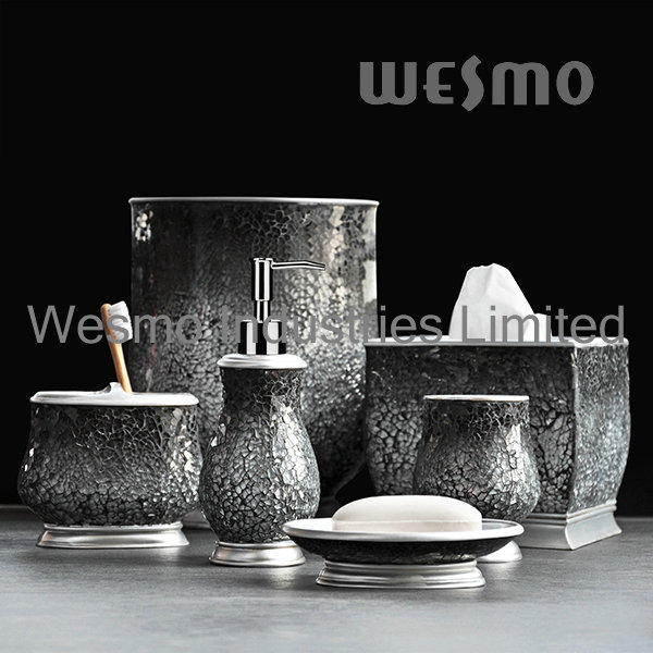 Polyresin Bath Accessories with Crackle Glass (WBP0825A)