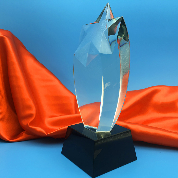 Optical Crystal Glass Trophy Awards Five Corner Column Gift