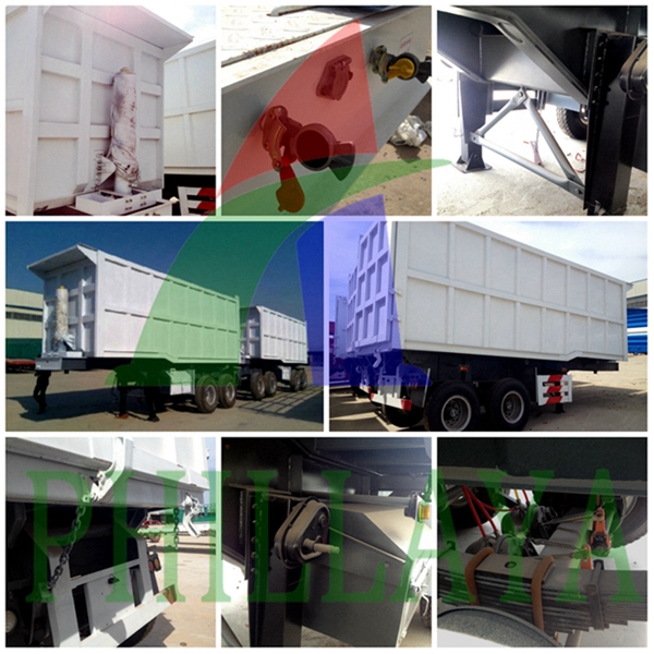 Diesel Fuel Type Dump Truck Hydrualic Cylinder Semi Trailer Double-B Side and Rear Tipper