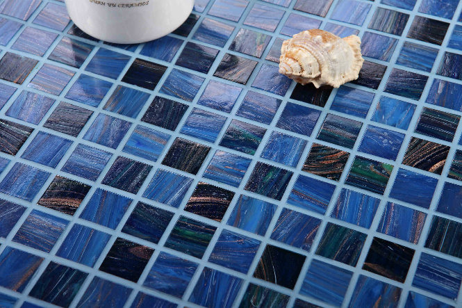 Hot Sale Mix Blue Color Golden Line Glass Mosaic