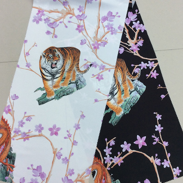 Tiger-Design Polyester Satin Fabric for Garment/ Home Textiles