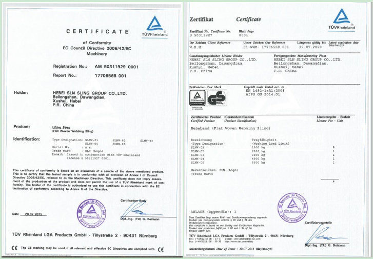 TUV/GS Approved Cargo Lashing Ce GS 7: 1 LC 1t