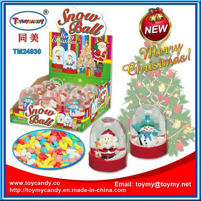 Christmas Promotion Glass Snow Ball Toy with Candy