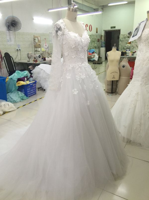 Aoliweiya Customize Bridal Wedding Dresses with Flower Appliques