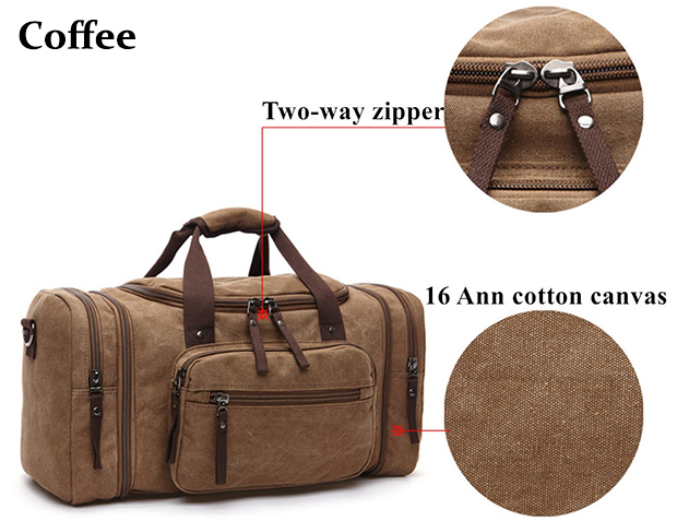 8642 High Quality Cotton Mens Canvas Leather Holdall Travel Duffle Overnight Weekend Satchel Totes Bag