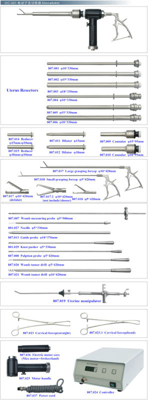 Womb Gynaecology Morcellator Set Electric Uterus Removal Device Uterus Morcellator