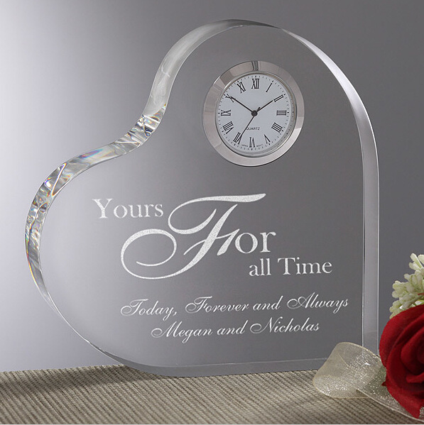 Heart Shape Crystal Clock for Home Decoration