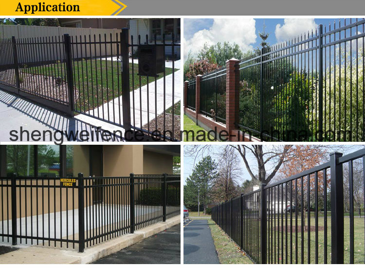 2.4 Length 1.8m Height Black Galvanized Steel Fence