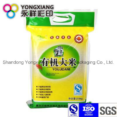 Laminated PA Plastic Packaging Rice Bag with Handle Hole