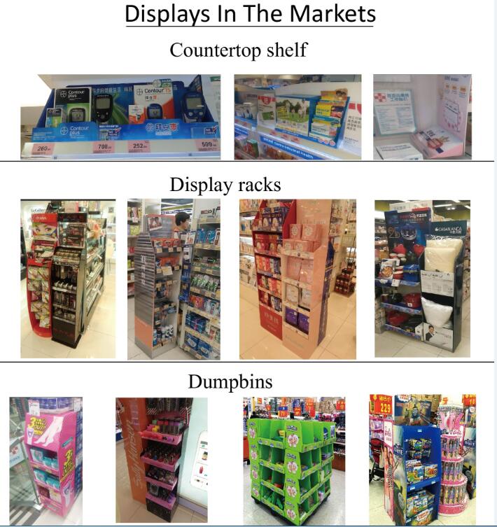 Double Sides Corrugated Floor Display Paper Shelf Displays