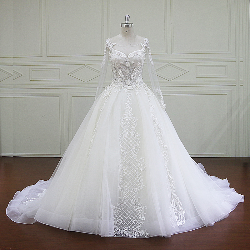 2016 Latest Long Sleeve Married Full Lace Bridal Wedding Gown