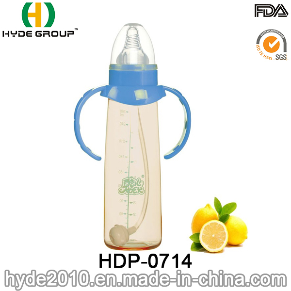 Hot Sale 260ml BPA Free PP Plastic Baby Feeding Bottle, Customized Plastic Baby Milk Bottle (HDP-0714)