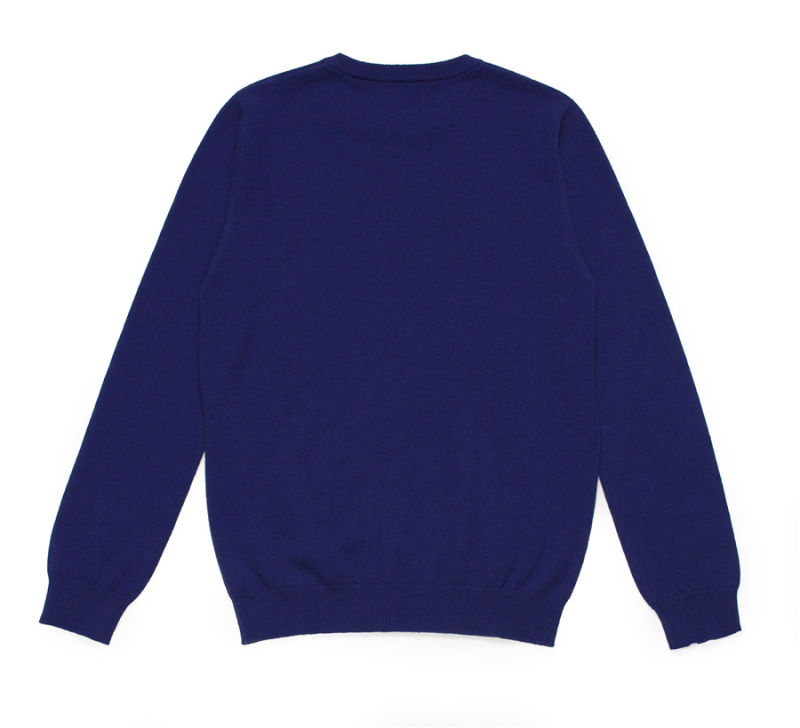 100%Cashmere Rib Knit Round Neck Intarsia Men Knitwear