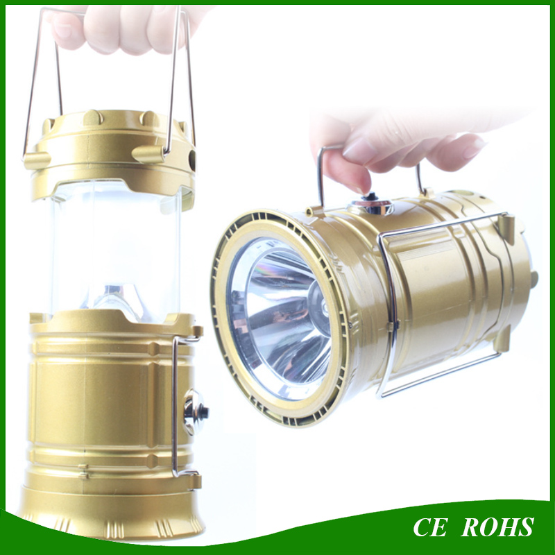 Portable Flodable Solar LED Camping Lantern Lamp with Handle