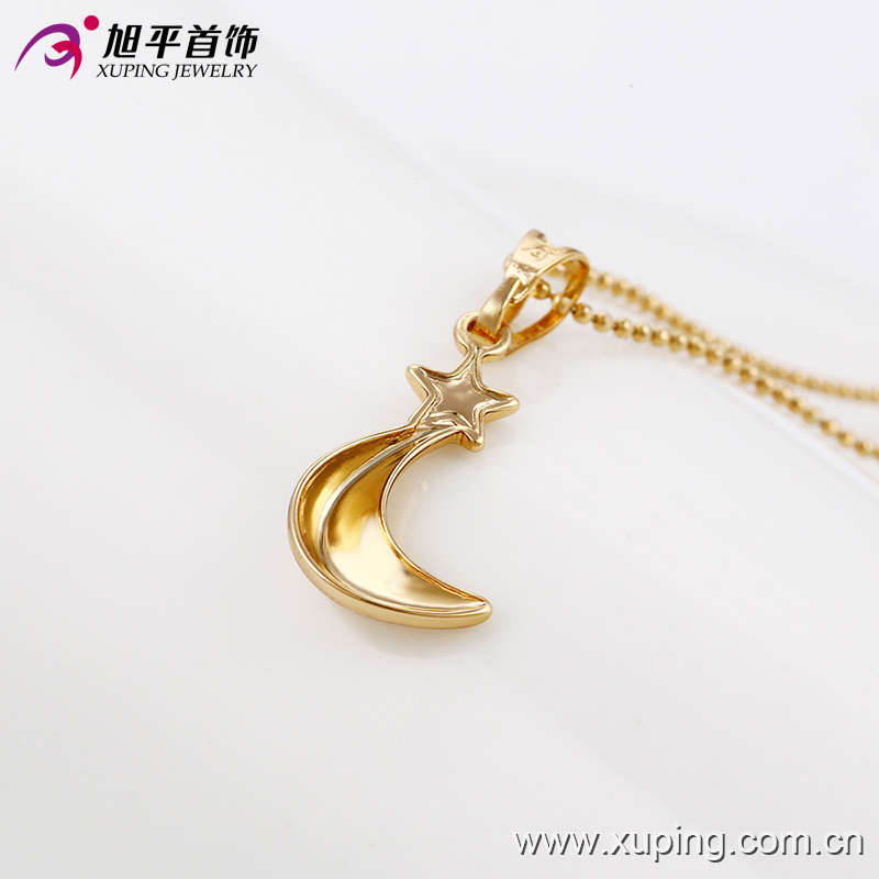 Xuping Fashion Charm 18k Gold-Plated Moon-Shaped Imitation Jewelry Necklace Pendant-32517