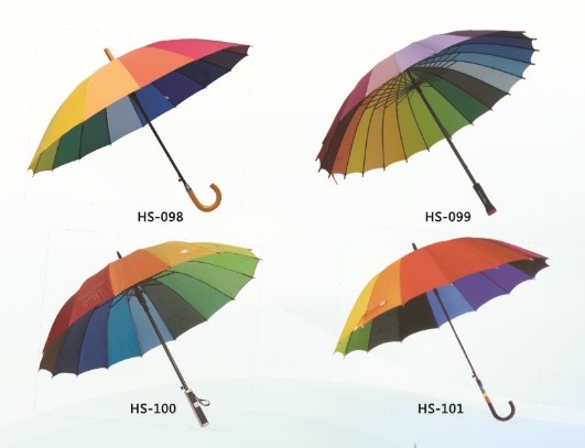 Auto Open Outside Rainbow Printing Straight Umbrella (HS-098)