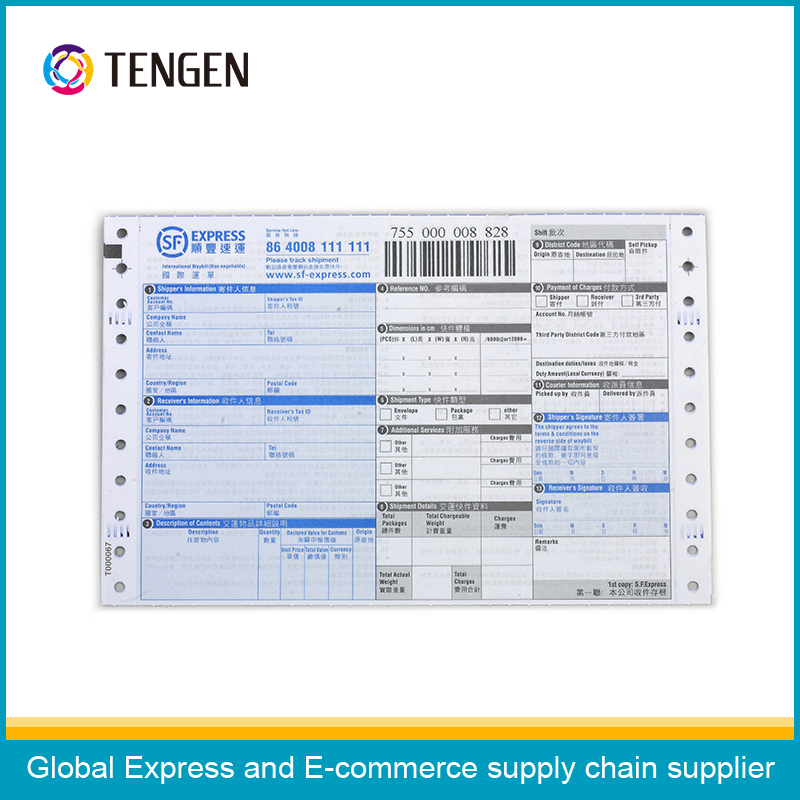 Courier NCR Paper Waybill with Tracking Barcode