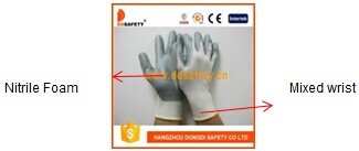 13 Gauge White Nylon Grey Nitrile Coating Gloves Dnn462