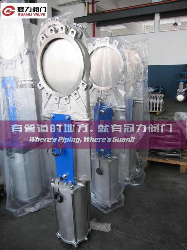 Stainless Steel Knife Gate Valve with Pneumatic Cylinder