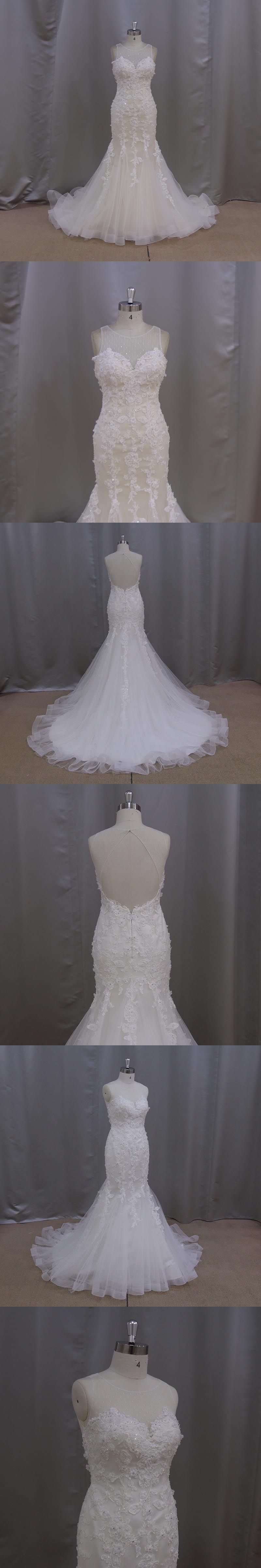 Keyhole Back Mermaid Bridal Gowns Wedding Dress