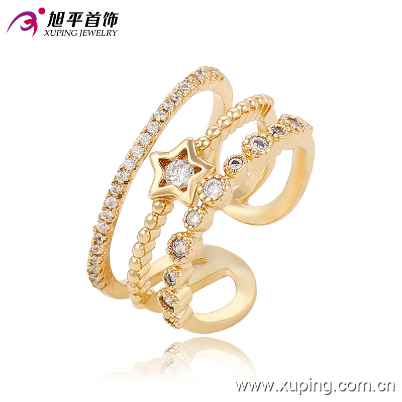 Fashion Elegant CZ Star 18k Gold-Plated Women Jewelry Ring -13667