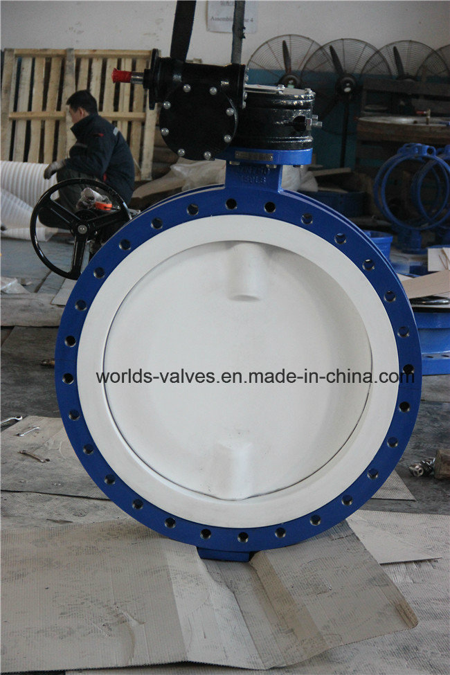 Full PTFE Coating Double Flanged U Section Butterfly Valve