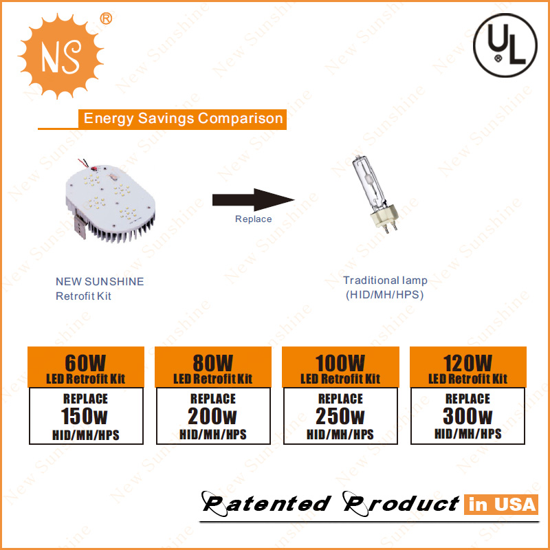 250W Parking Lot Lamp Replacement 80W LED Retrofit Kits