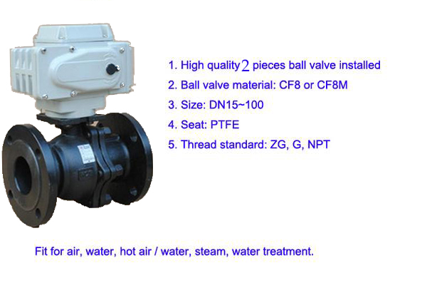 Motorized 2PC Flanged Stainless Steel Ball Valve with Electric Actuator