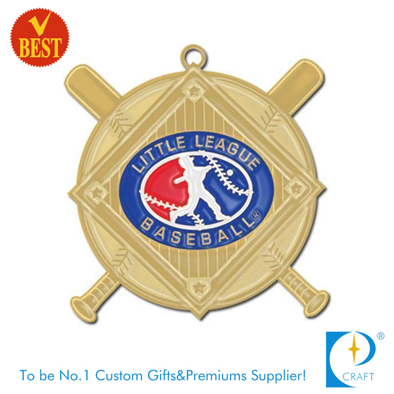Custom Zinc Alloy Stamping Little League 3D Baseball Medal in Baking Varnish