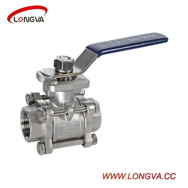 Sanitary Stainless Steel Three Piece Clamped Ball Valve with Lock Handle