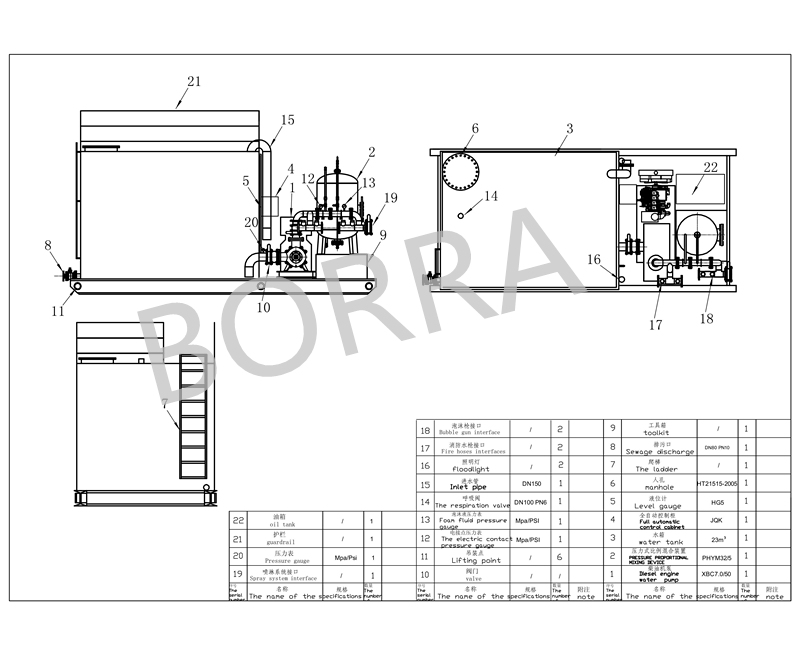 Diesel Water Supply Equipment with Water Tank Fire Fighting Pump