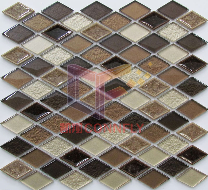 Grey Mix White Crystal and Ceramic Made Decoration Material Mosaic (CST212)