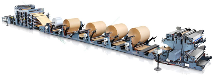 Fully Automatic Flexo Printing Kraft Paper Bag Making Machine