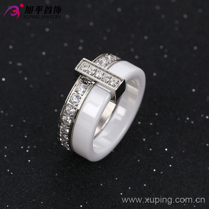 New Fashion Stainless Steel Jewelry Ceramic Round Finger Ring for Women -13740