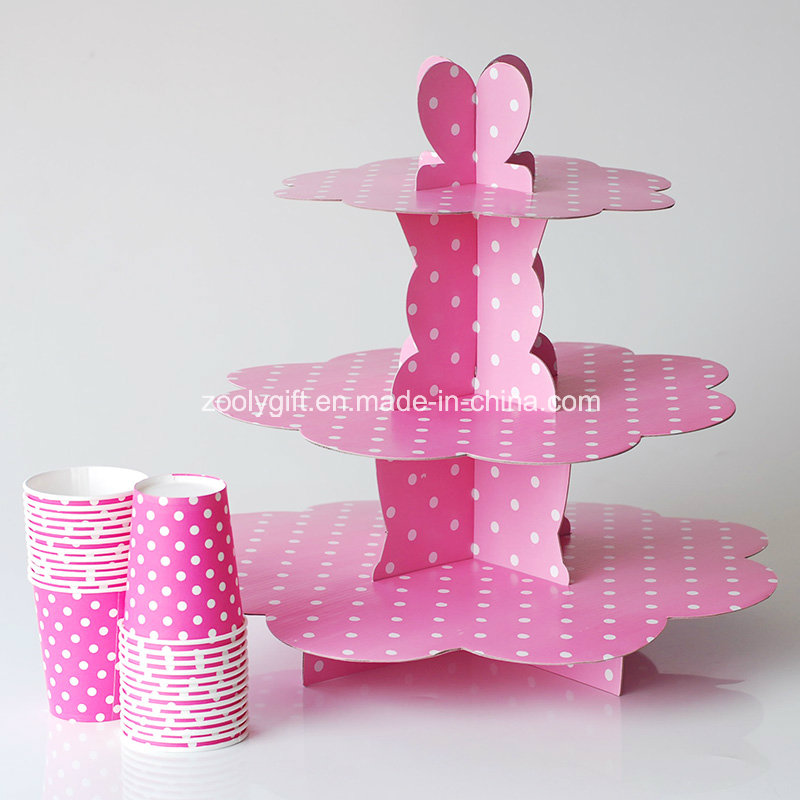 3 Tire Corrugated Paper Custom Designed Display Cake Stand for Party