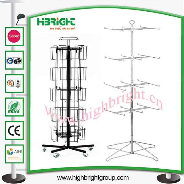 Four Sides Rotating Spinner Display Stand for Retailing