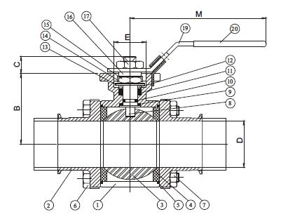 Sanitary 3PCS Butt Weld Ball Valve with ISO5211 Mounting Pad