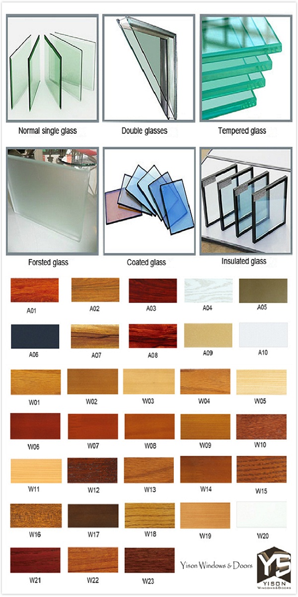 Foshan Window Double Tempered Glass Wood and Aluminum Composite Window