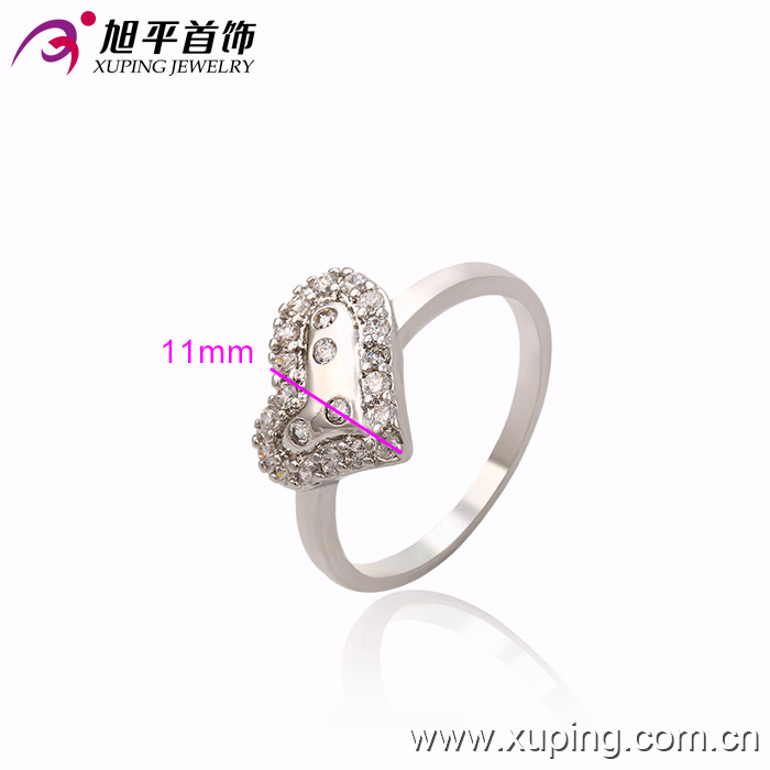 Fashion Women Elegant Heart-Shaped Silver -Plated Jewelry CZ Crystal Finger Ring -10122