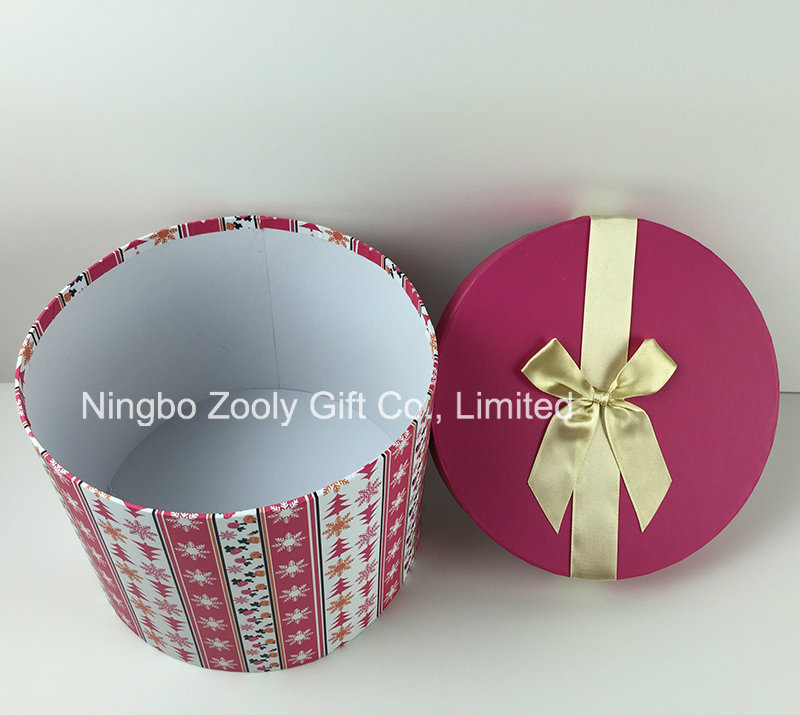 Custom Printed Cosmetics Round Paper Gift Box Sets with Ribbon