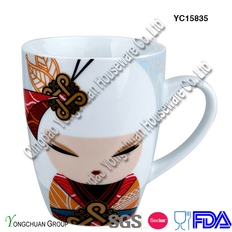 Porcelain Mug with Girl Pattern