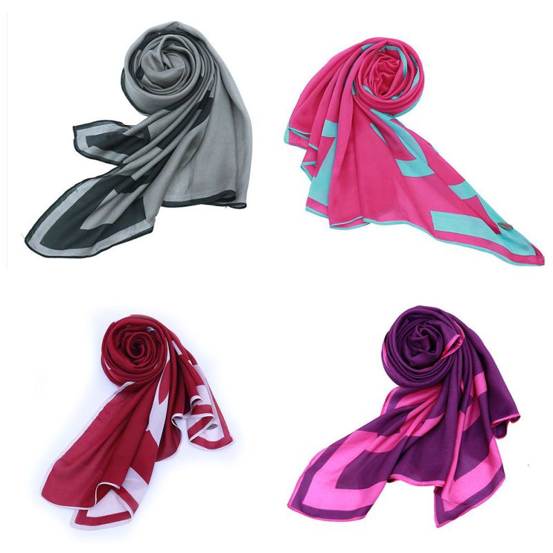 Hot Sale Polyester Printed Scarf with Bright Color Scarf