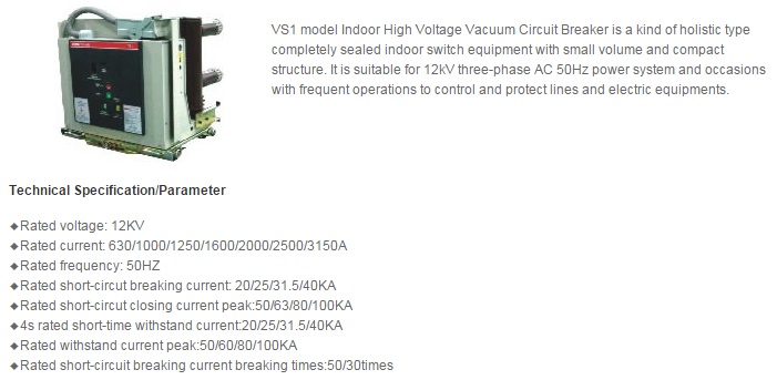 Vs1 Indoor AC High-Voltage Vacuum Circuit Breaker