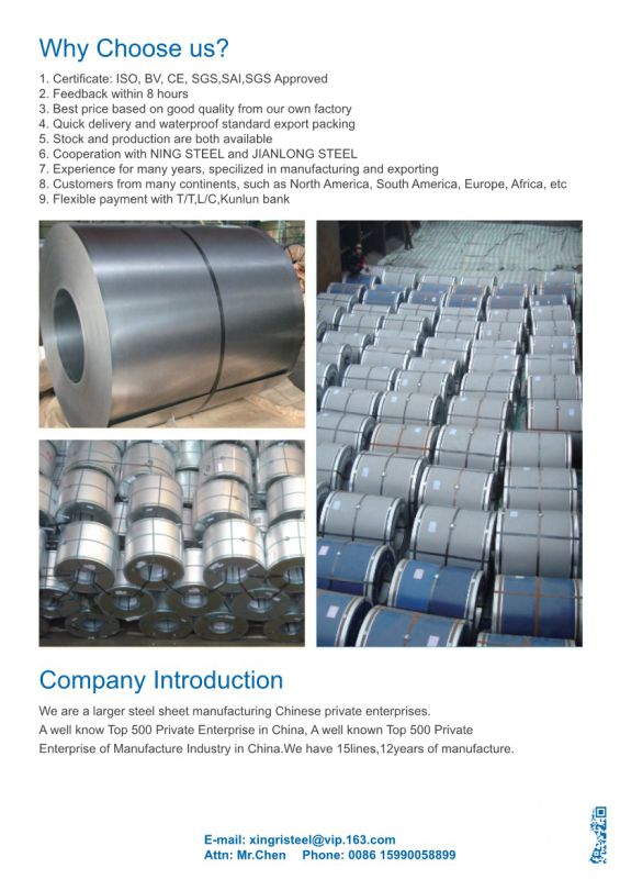 Cold Rolled or Hot Dipped Steel Coil/Strip/Galvanzied Steel Coil