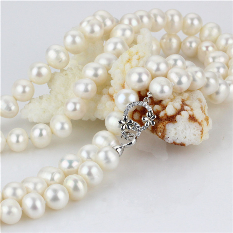 11-12mm Big Size White Knotted Unique Pearl Necklace Jewelry Wholesale