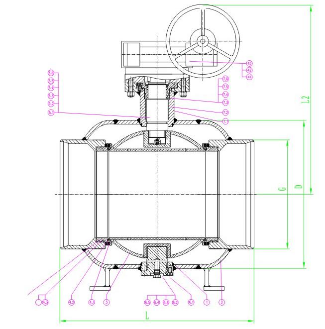 Fully Welding Gear Operated Ball Valve Wtih GOST for Gas